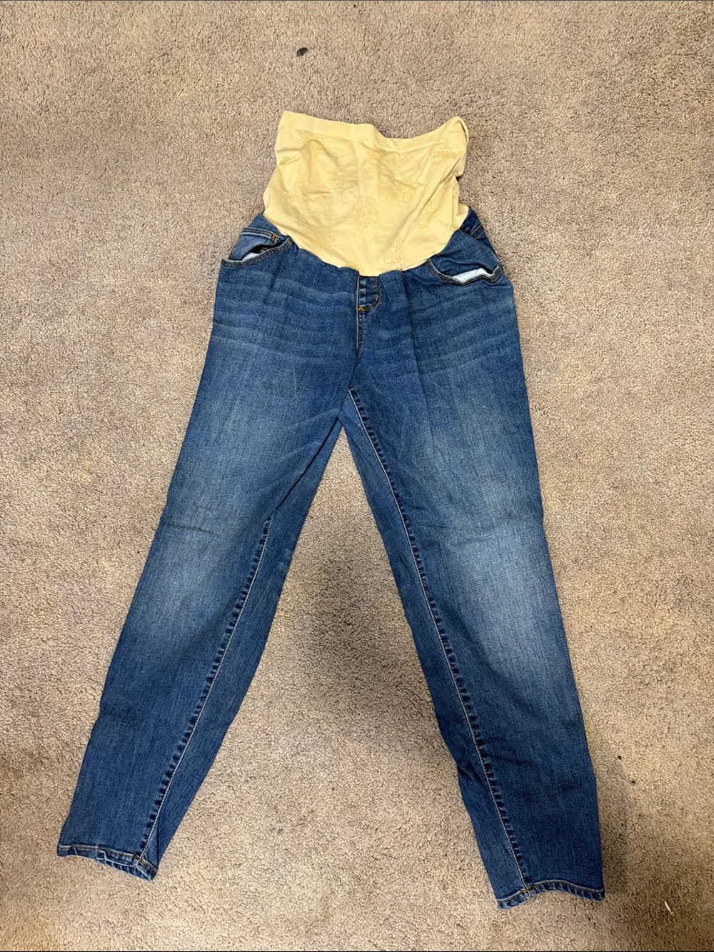 Jessica Simpson Blue Denim Maternity Jeans with Cream Panel